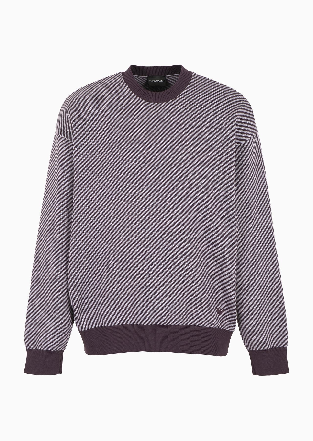 Two-toned jumper with diagonal jacquard stripes - 1