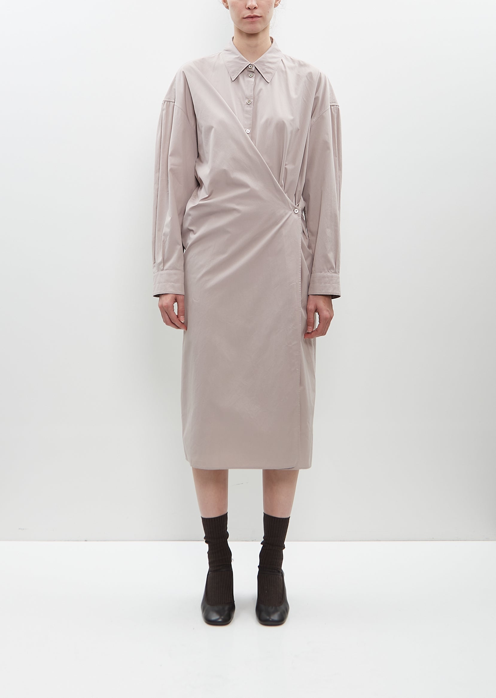 Lemaire classic-collar wrap midi dress | REVERSIBLE