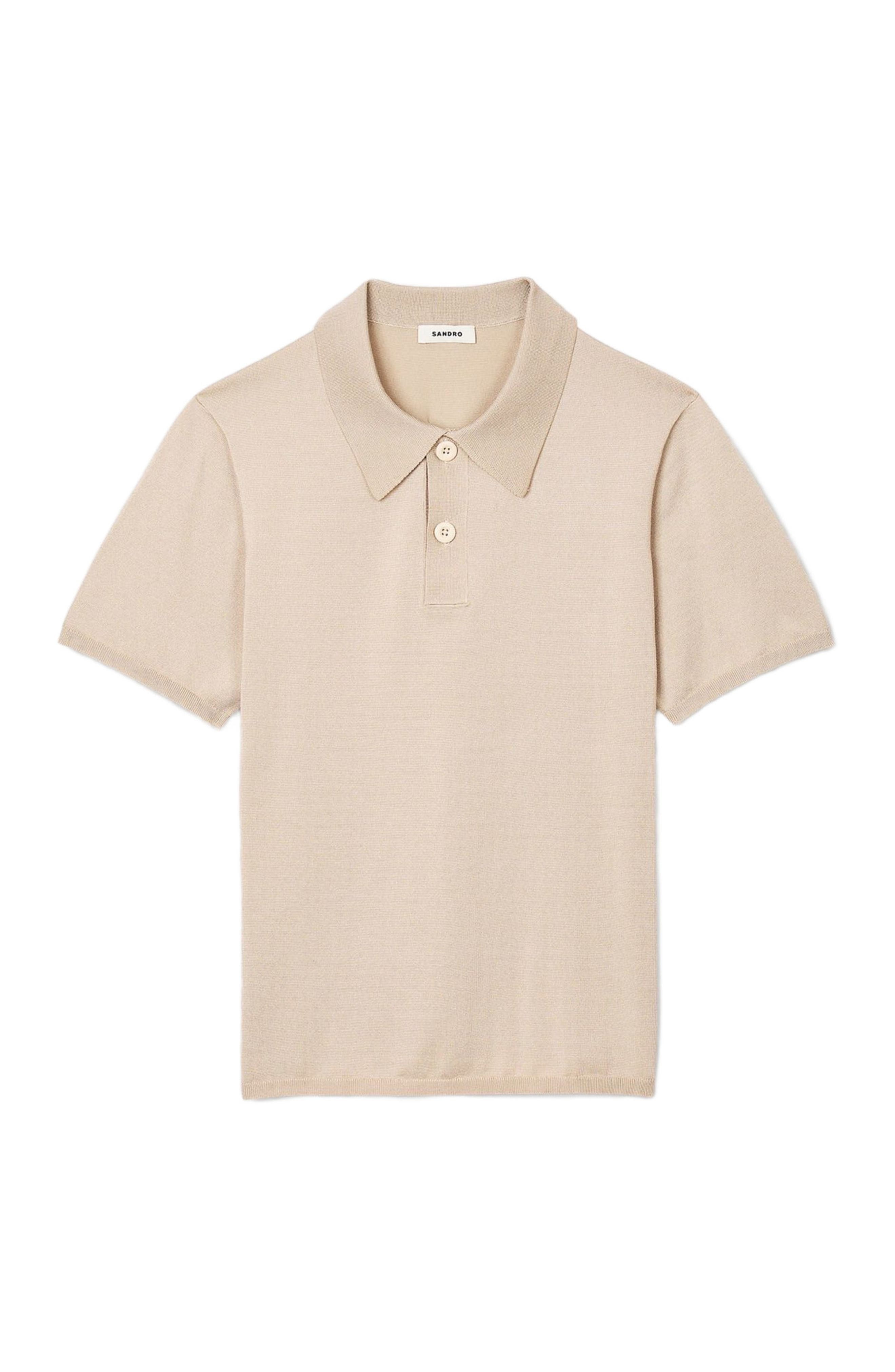 SANDRO Short-sleeve knitted polo shirt in Oats at Nordstrom - 5
