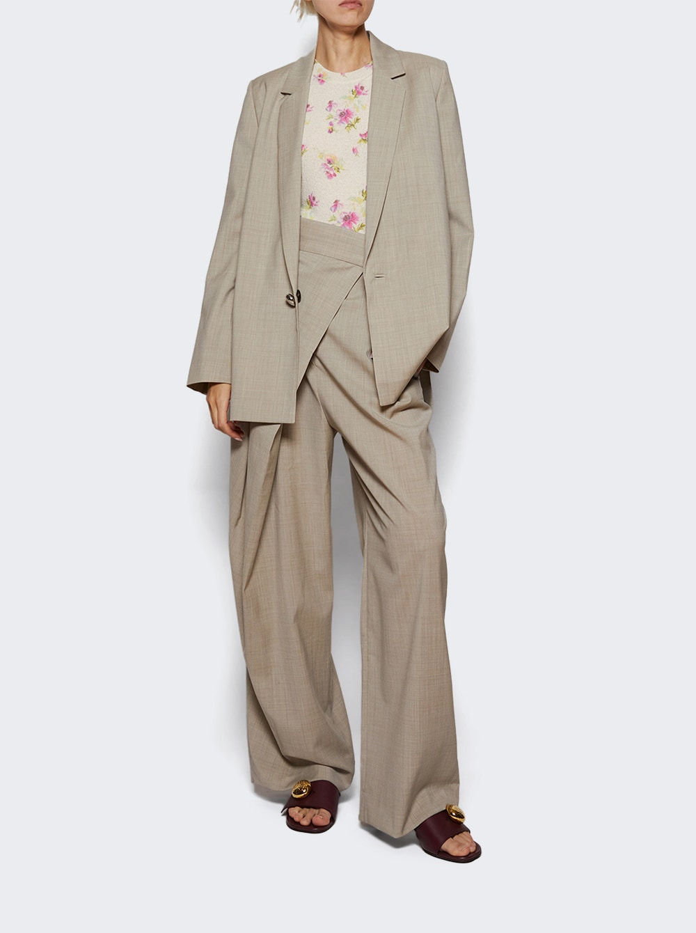 Wool Tailored Jacket Light Beige Melange - 5