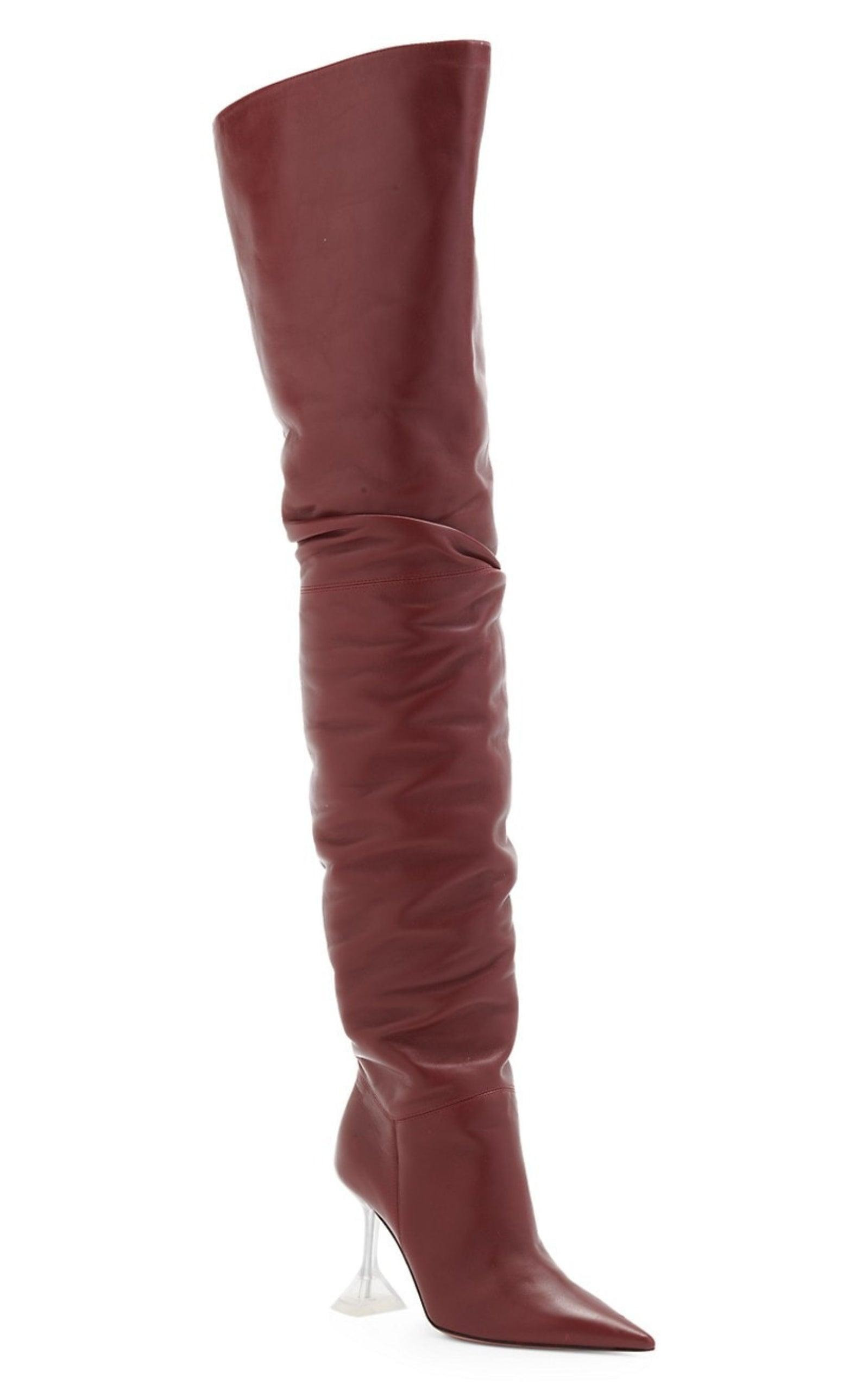 Olivia Burgundy Tall Leather Over The Knee Boots - 3