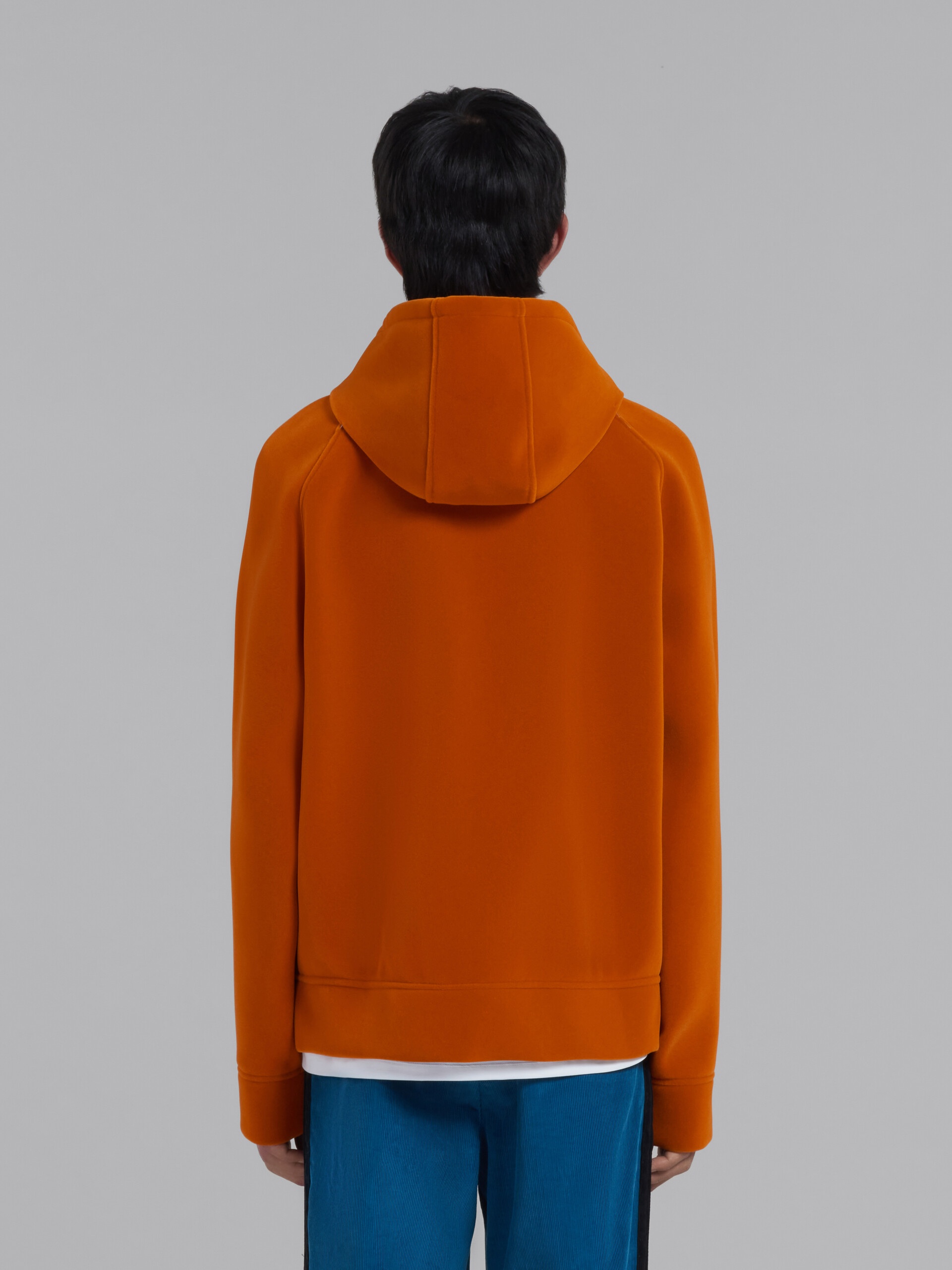 ORANGE SPONGE JERSEY HOODIE WITH LOGO DRAWSTRING - 3