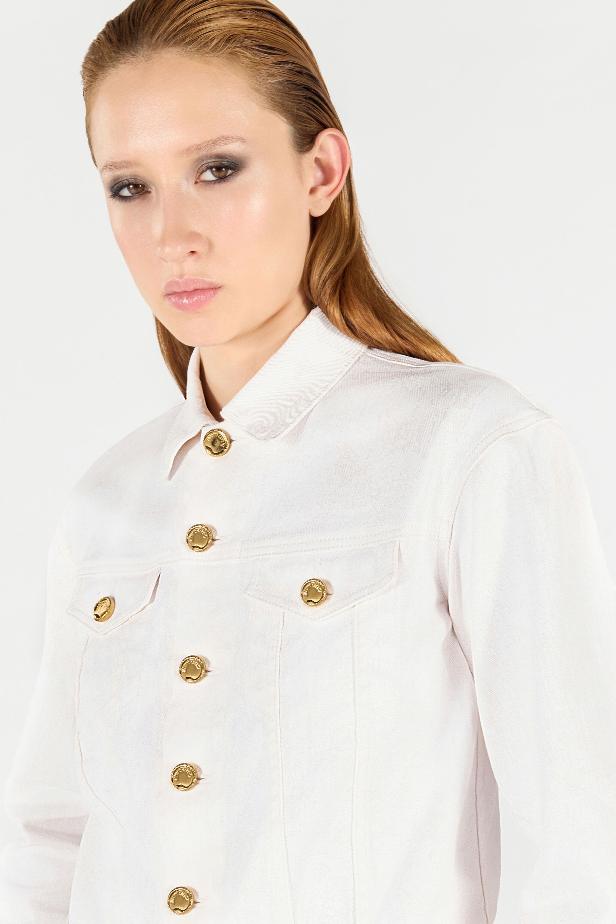 Denim Jacket with Gold Buttons - 6