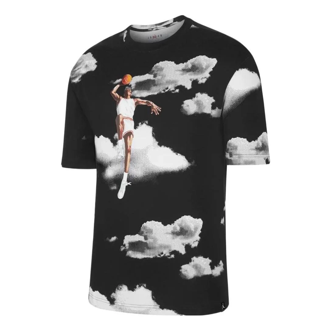 Men's Air Jordan Casual Printing Round Neck Pullover Short Sleeve Black T-Shirt DM1437-010 - 1