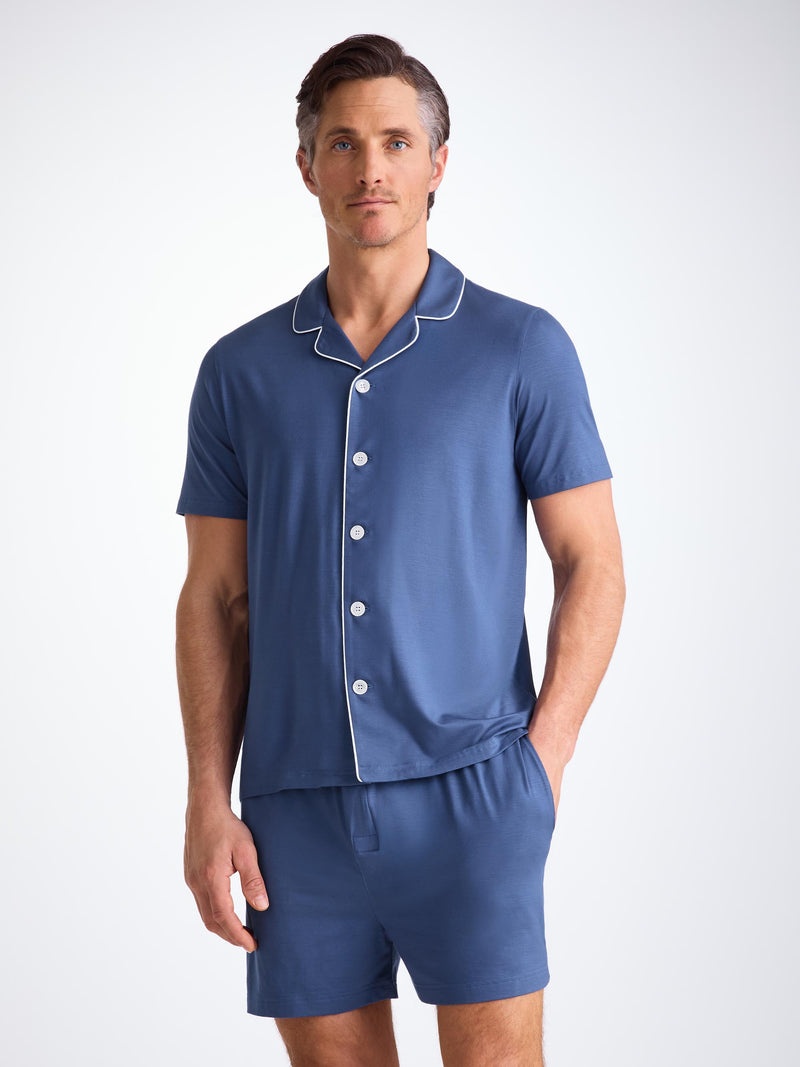 Men's Short Pajamas Basel Micro Modal Stretch Sapphire - 3