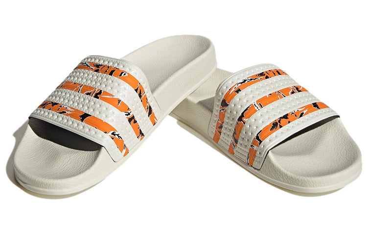 adidas Originals Adilette Slides 'Off White Bright Orange' IE7744 - 3