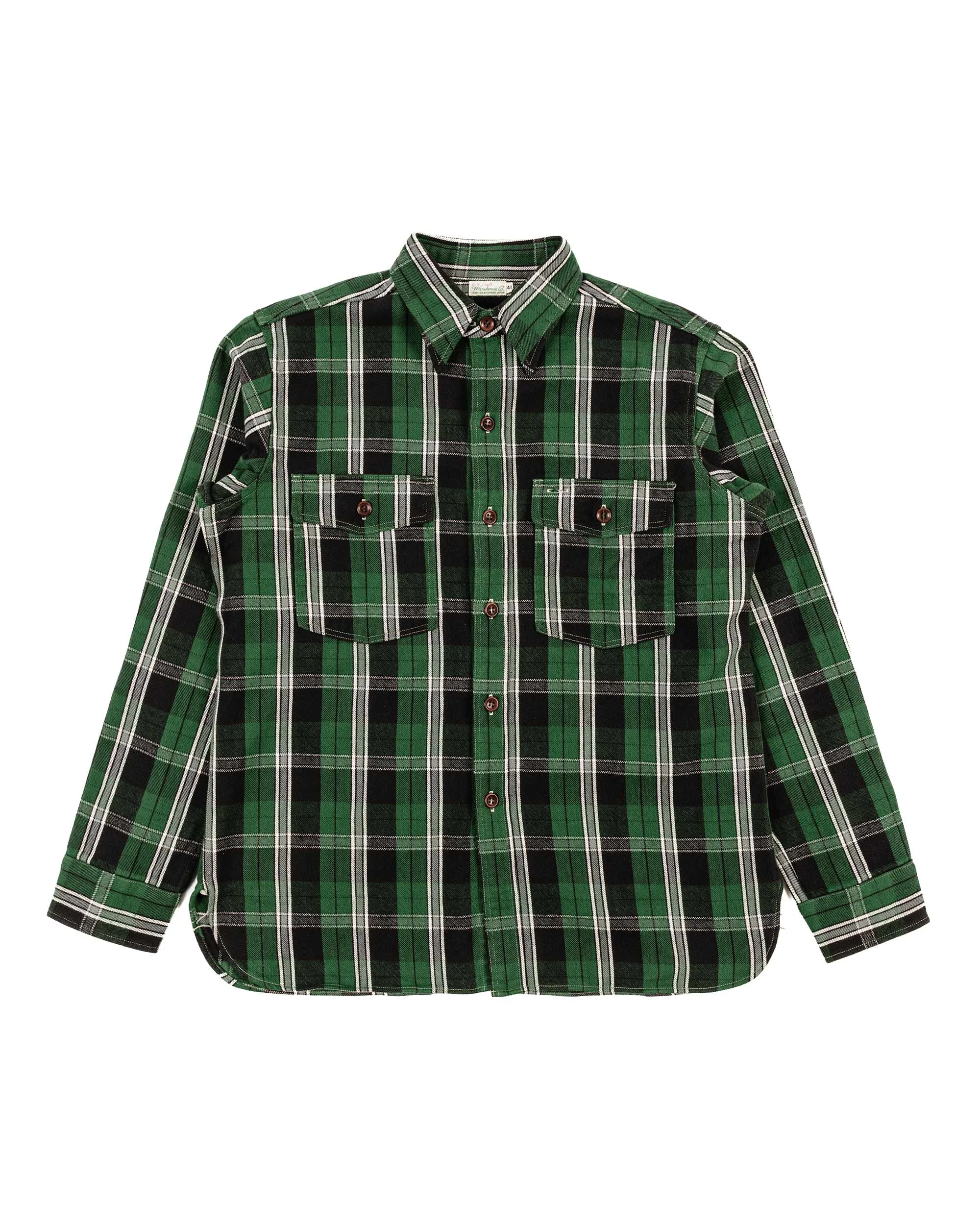 Lot. 3022 Flannel Shirt With Chinstrap G Pattern Green (One Wash) - 1