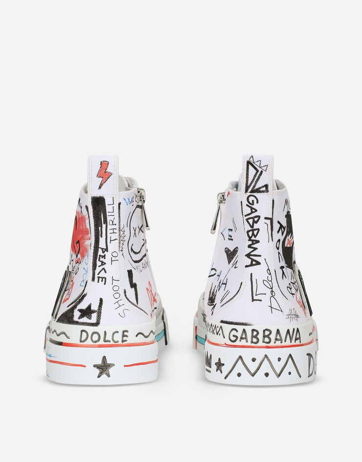 Hand-painted graffiti canvas Portofino Light mid-top sneakers - 3