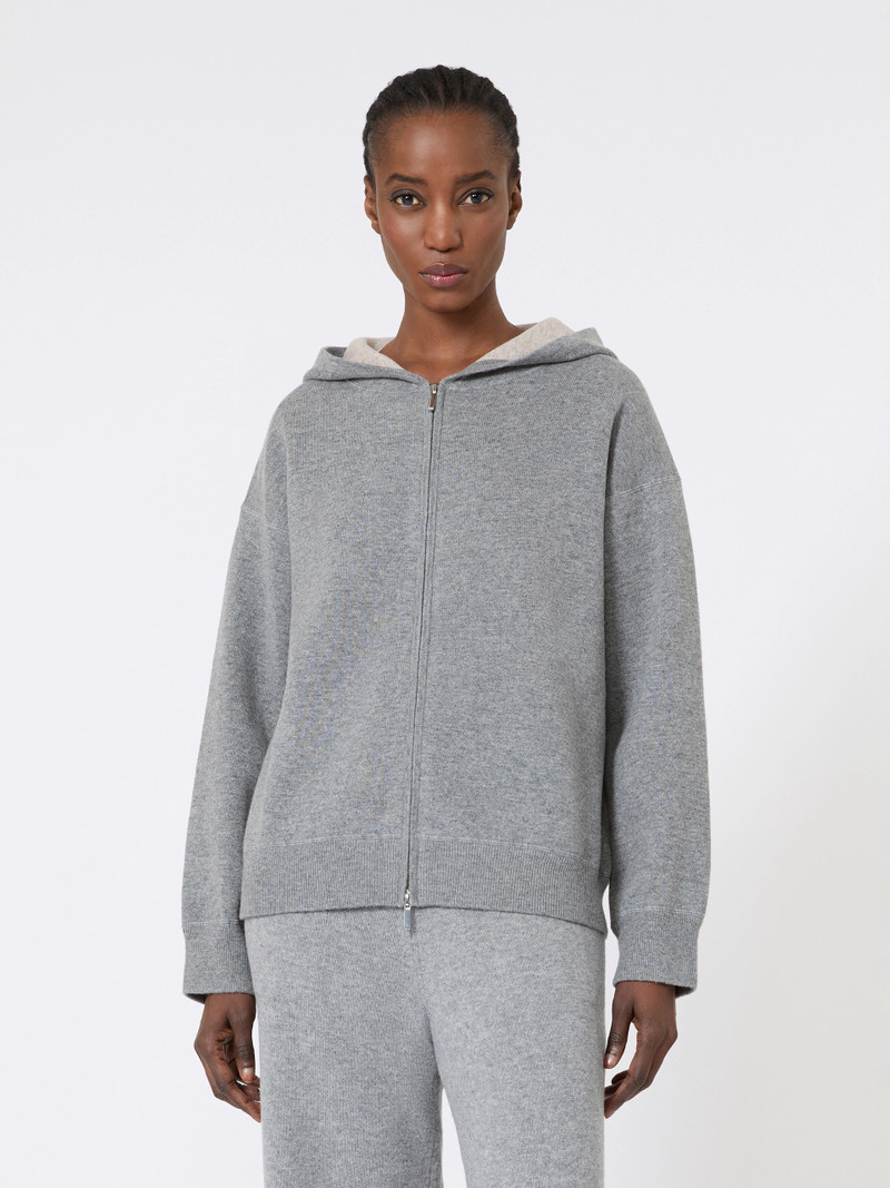 QUIETE Wool and cashmere hooded cardigan - MEDIUM GREY 3