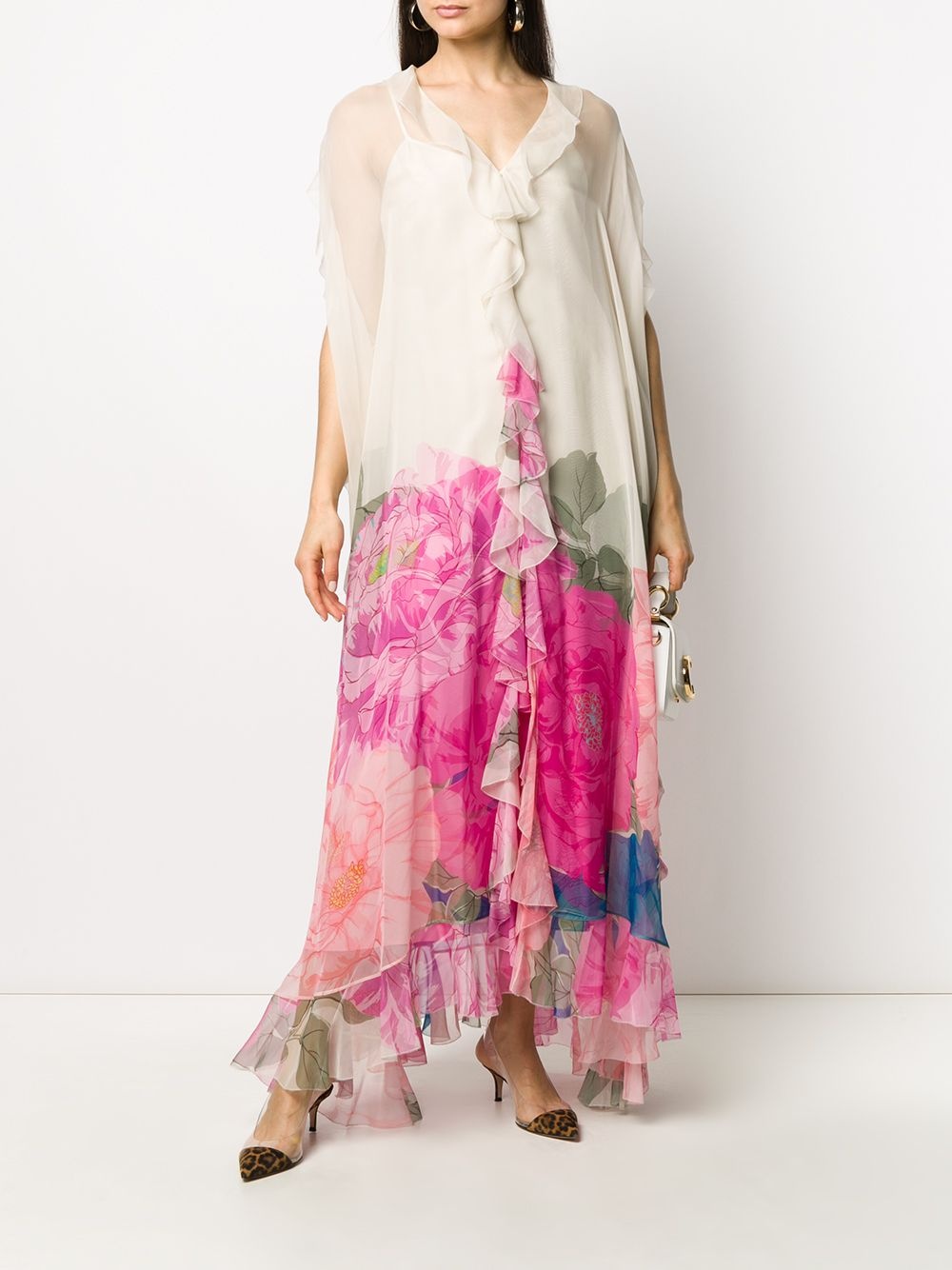 ruffled floral print gown - 2