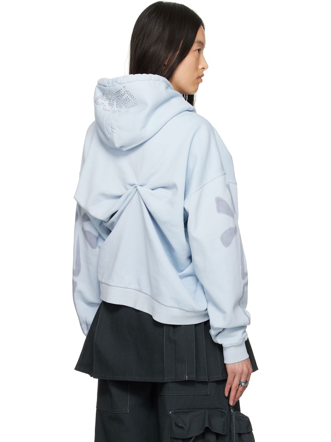 Blue Draped Hoodie - 3