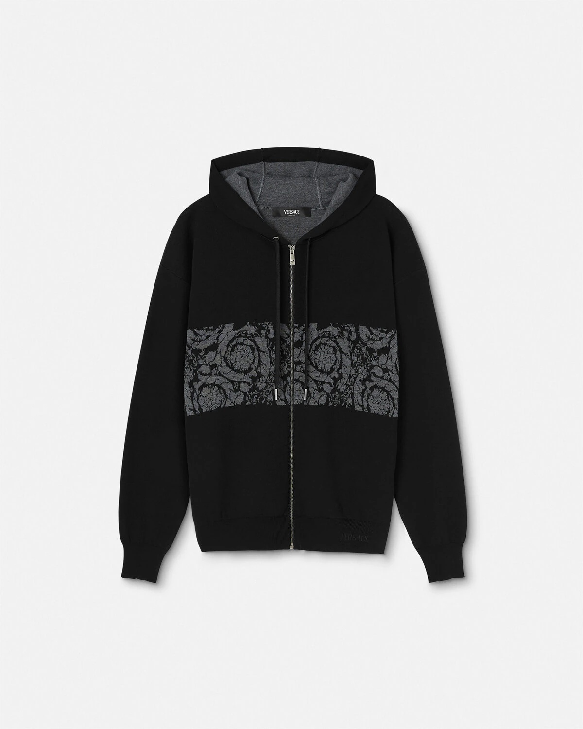 Barocco Jacquard Knit Zip Hoodie - 1