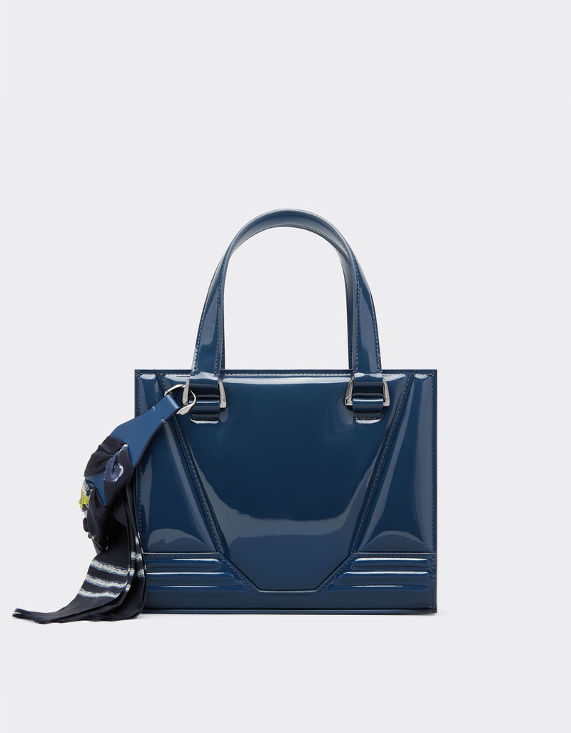 Reconditioned by Ferrari GT mini tote bag in patent leather with Shelley scarf 4
