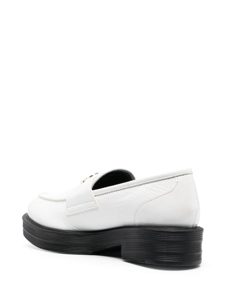 logo-lettering chunky leather loafers - 5
