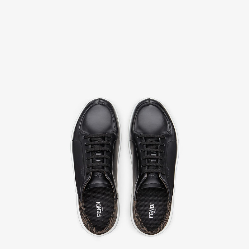 Black leather low-tops 4