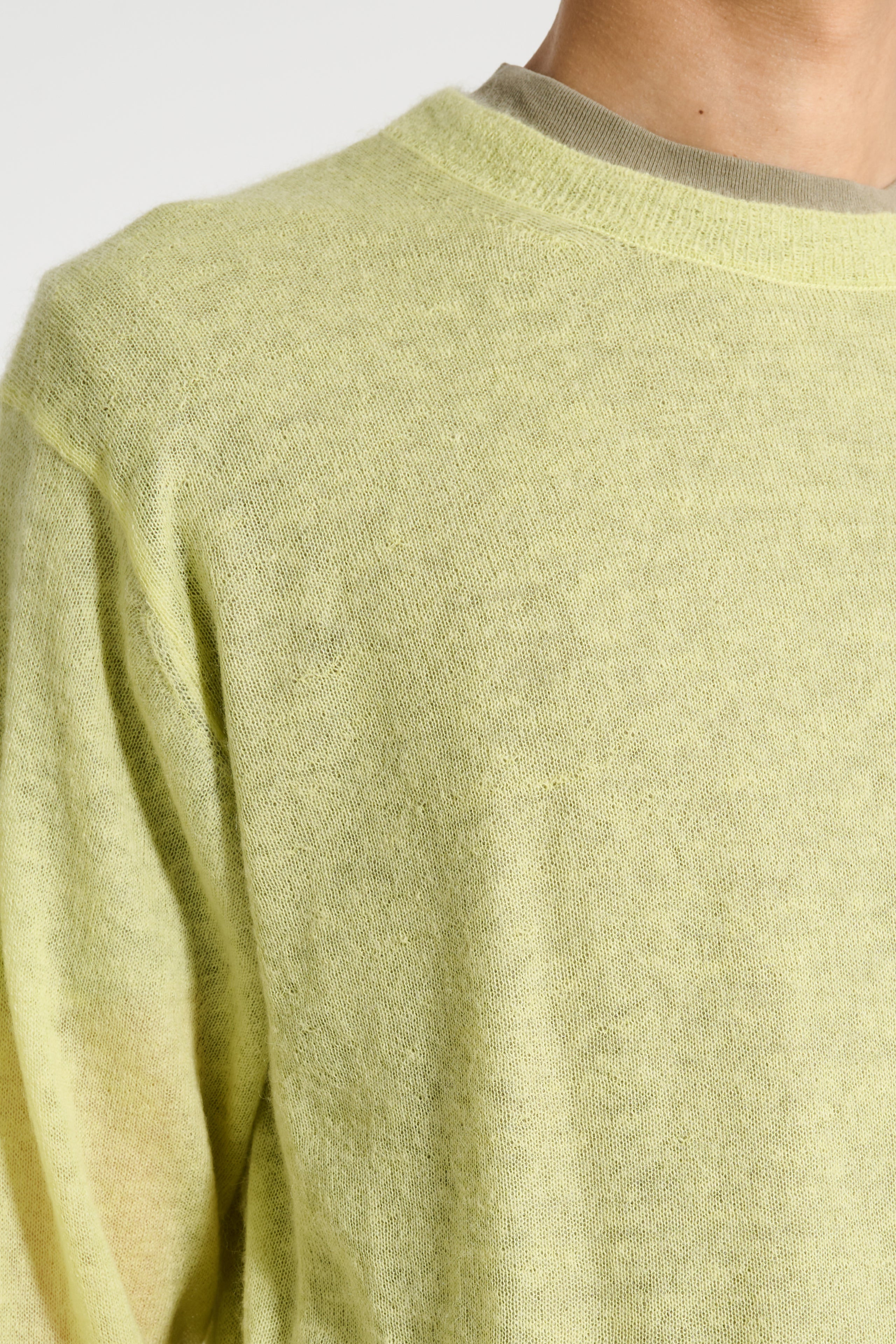 AURALEE KID MOHAIR SHEER KNIT P/O LIME YELLOW - 5