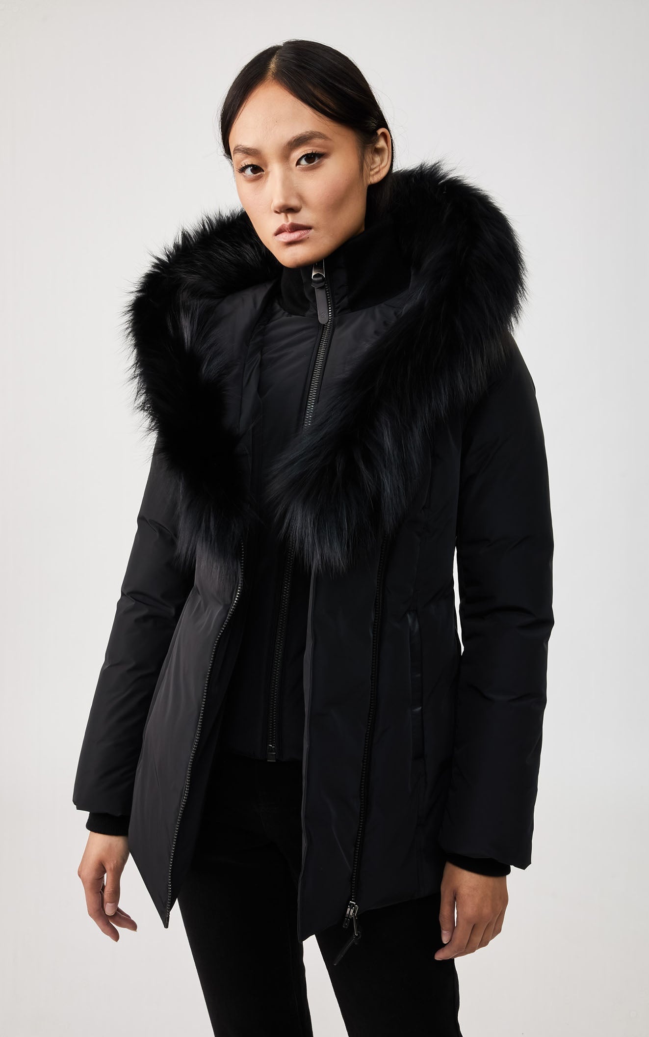 ADALI down coat with signature silverfox fur collar - 2