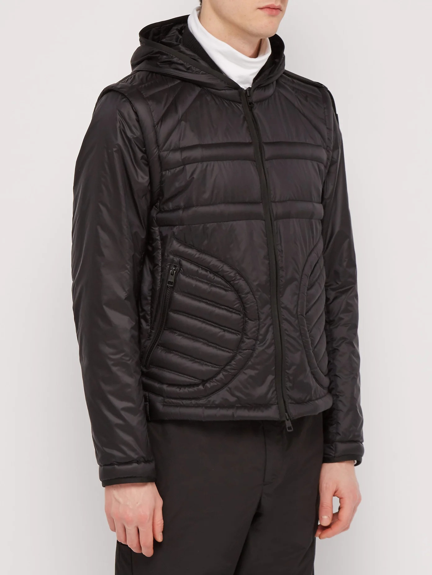 Hooded quilted-logo down jacket - 4