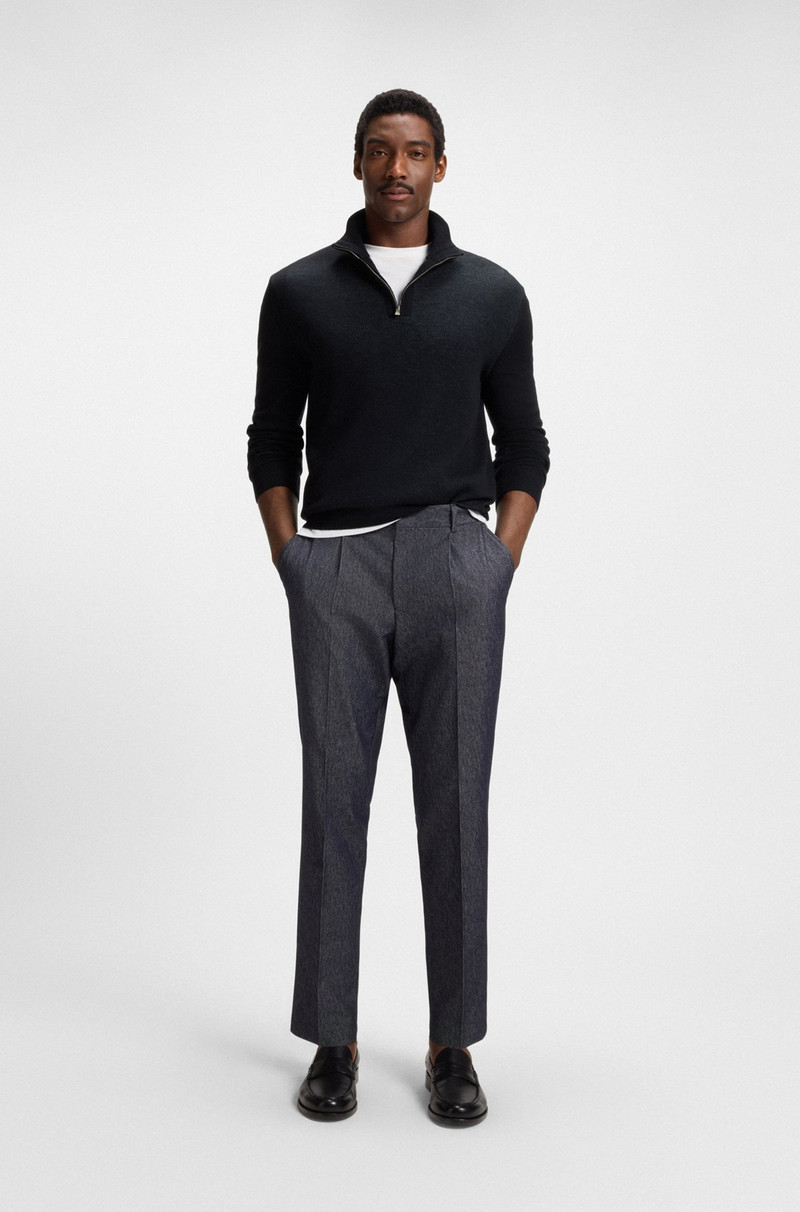 ZIP-NECK SWEATER WITH STRUCTURED WOOL-COTTON FRONT 4