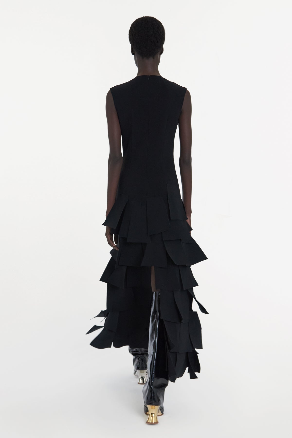 SLEEVELESS DRESS WITH LASER CUT ELEMENTS BLACK - 7