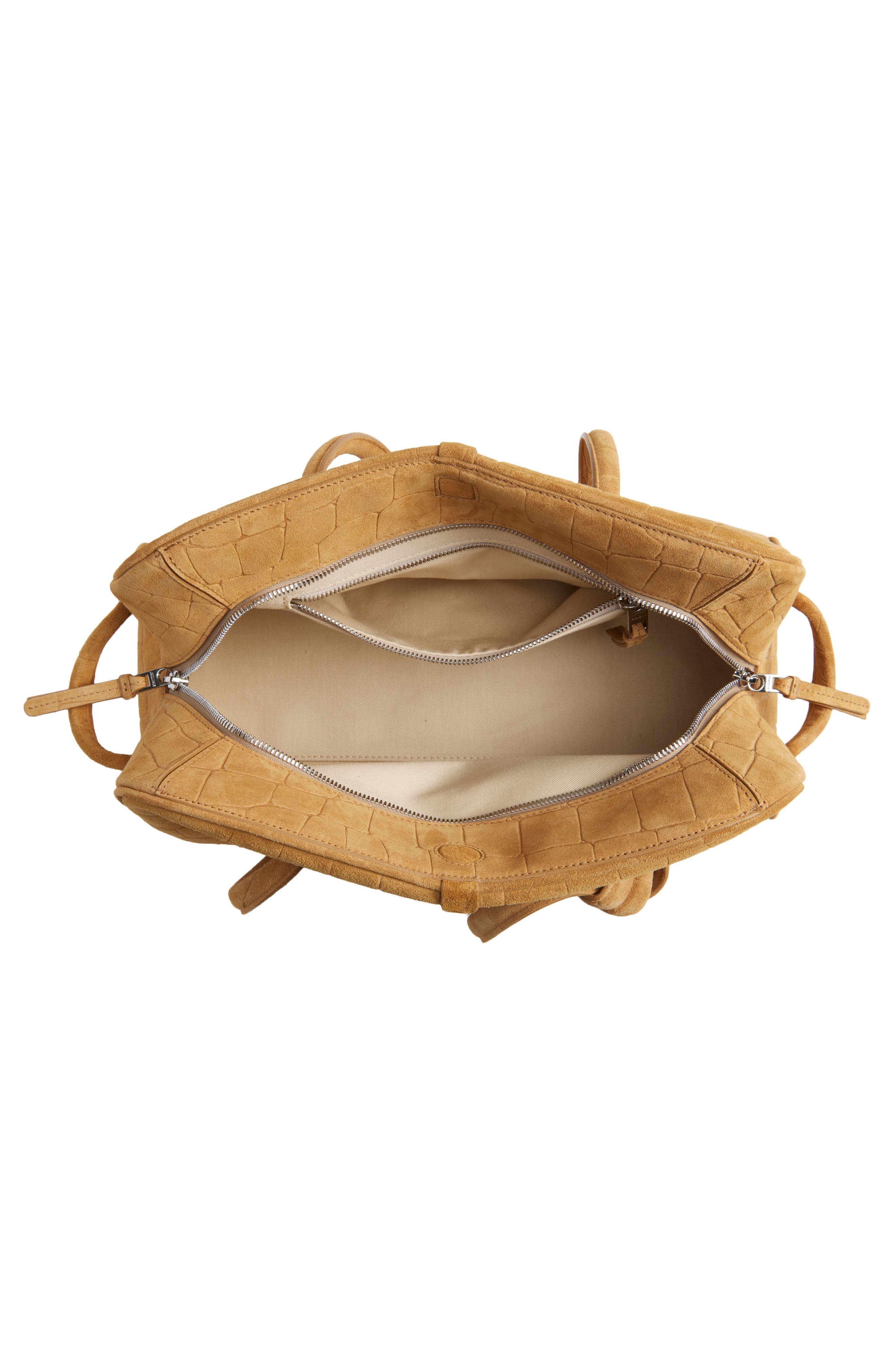 Jacquemus Le Turismo Croc Embossed Suede Bowling Bag in Camel at Nordstrom - 5