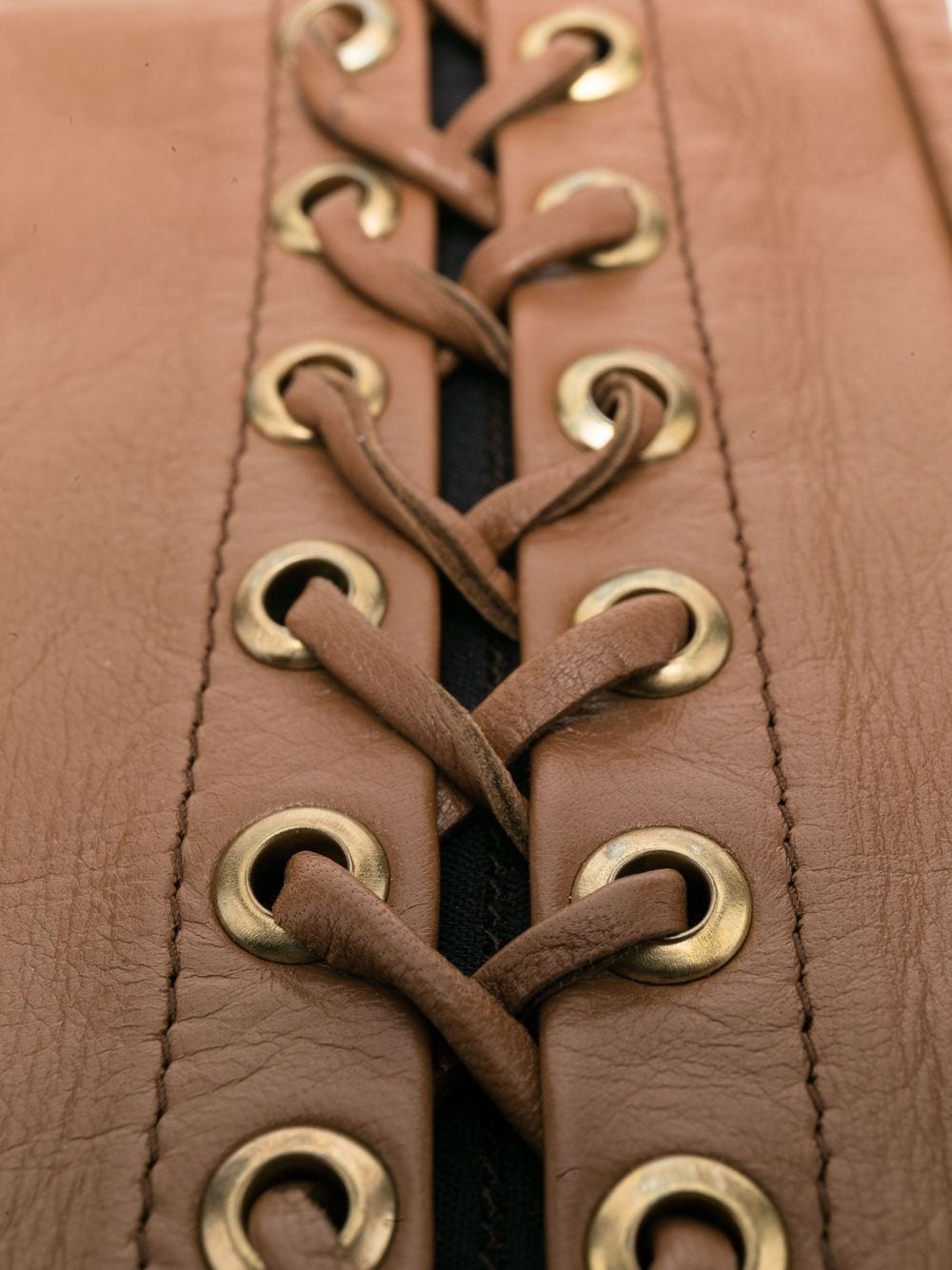 long lace-up leather gloves - 2