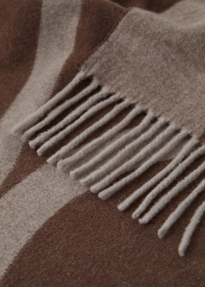 Monogram jacquard wool scarf dark beige