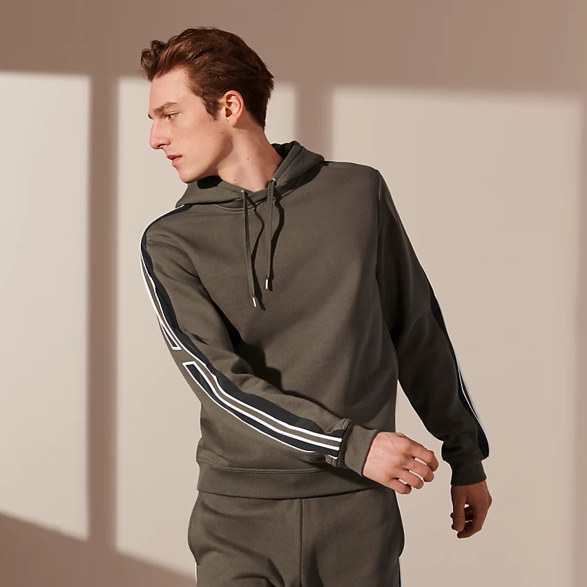 "Run H" bicolor hooded sweater - 1