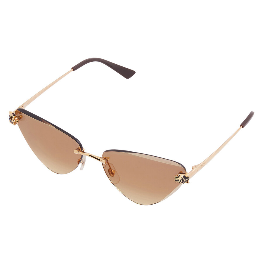Cartier Panthere de Cartier Brown Gradient Gold Flash Cat Eye Ladies Sunglasses CT0399S 003 62 - 3
