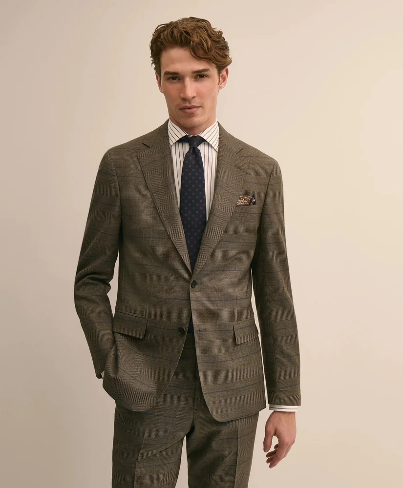 Brooks Brothers Explorer Collection Slim-Fit Overcheck Glen-Plaid Wool Suit Jacket - 1