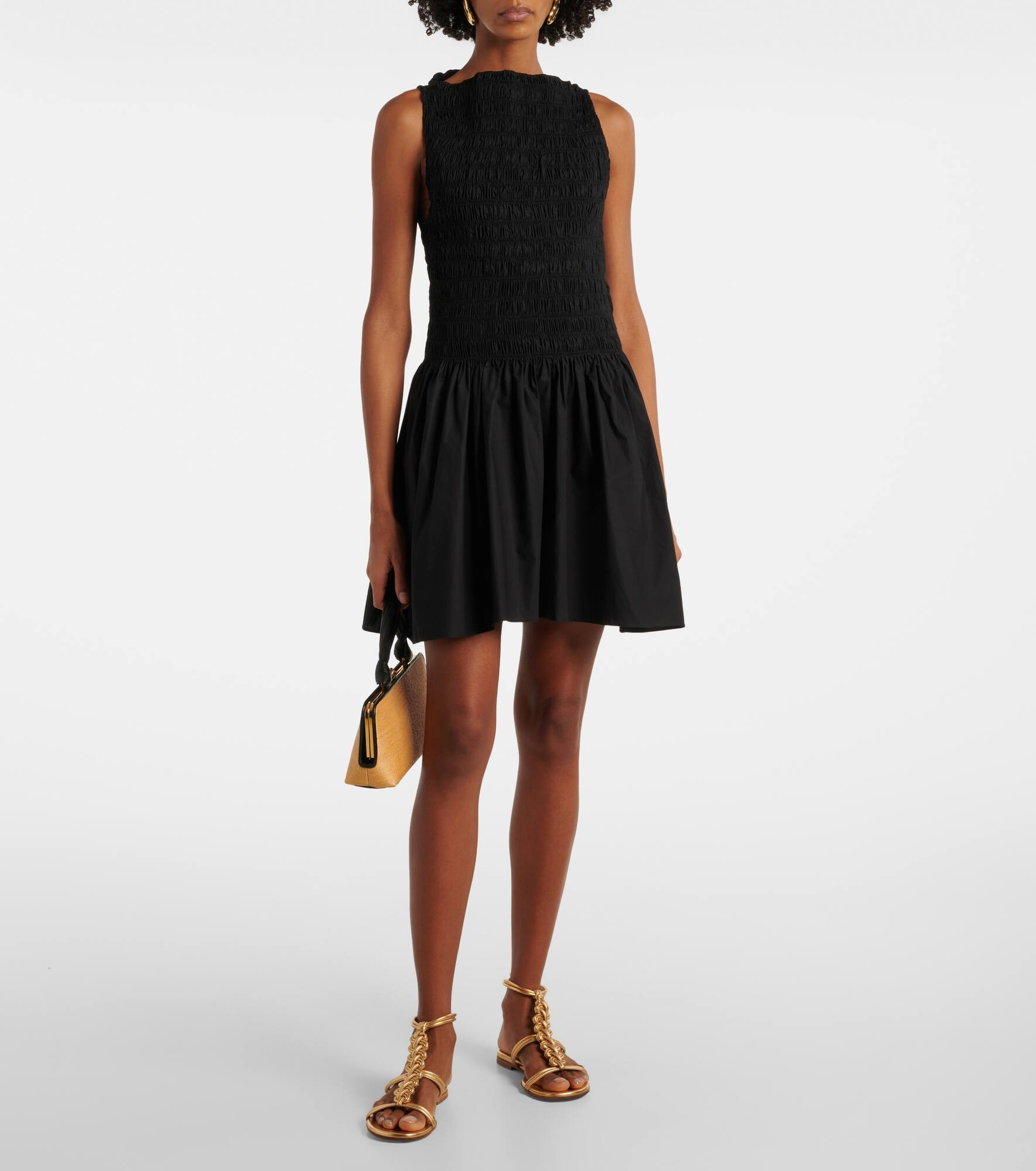 Shirred cotton minidress - 2
