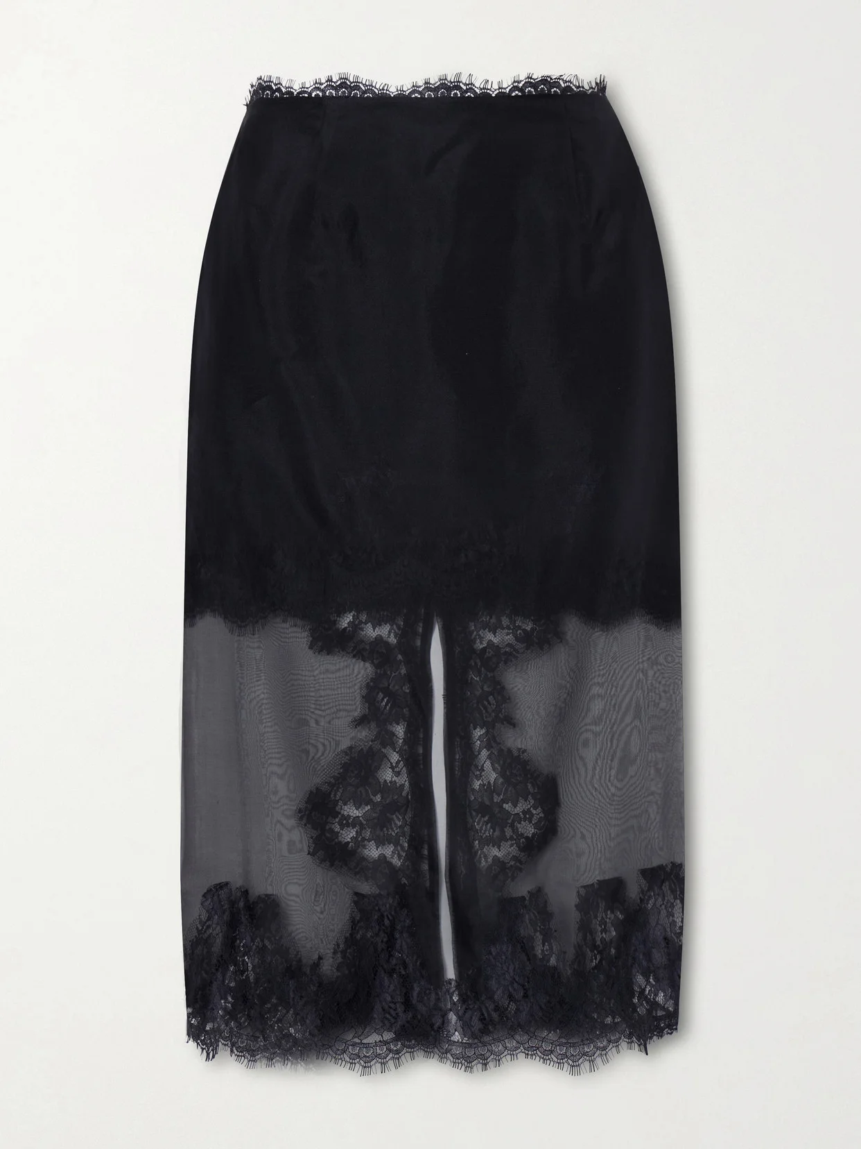 Ophelia Layered Lace-trimmed Silk-organza Midi Skirt - 1