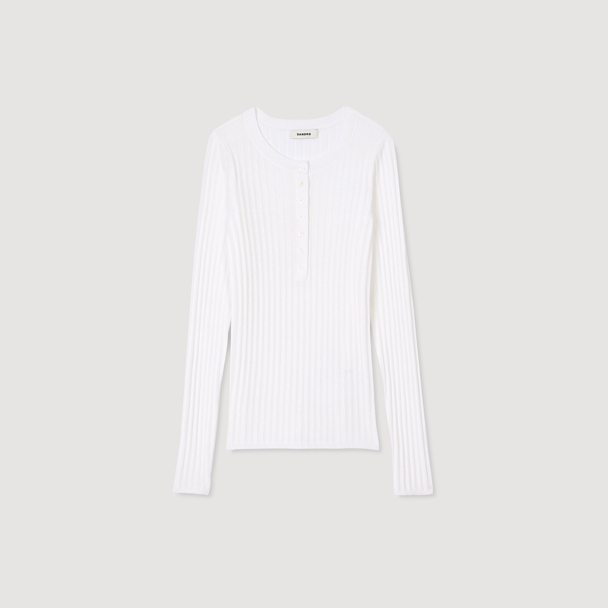 RIBBED SWEATER WITH TUNISIAN COLLAR - 7