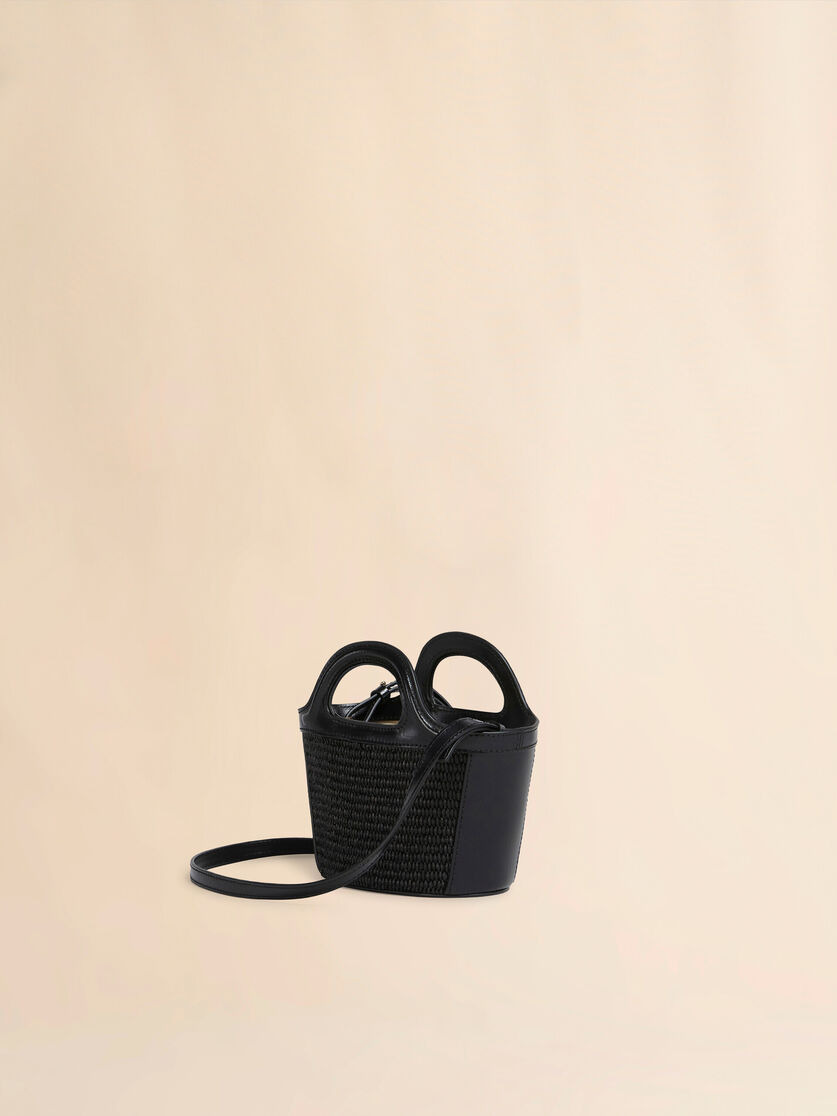 TROPICALIA MICRO BAG IN BLACK LEATHER AND RAFFIA - 3