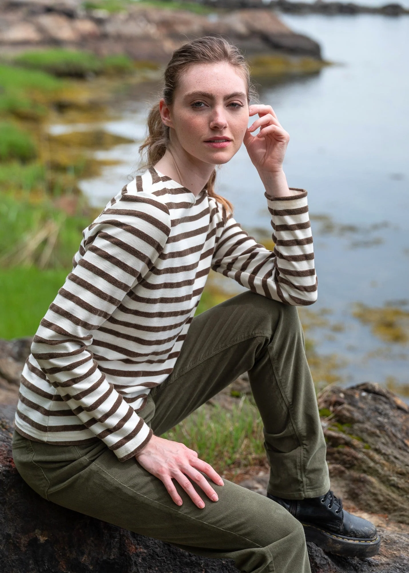 MERIVELOURS - Fancy Breton Top with Velvet Stripes - 1