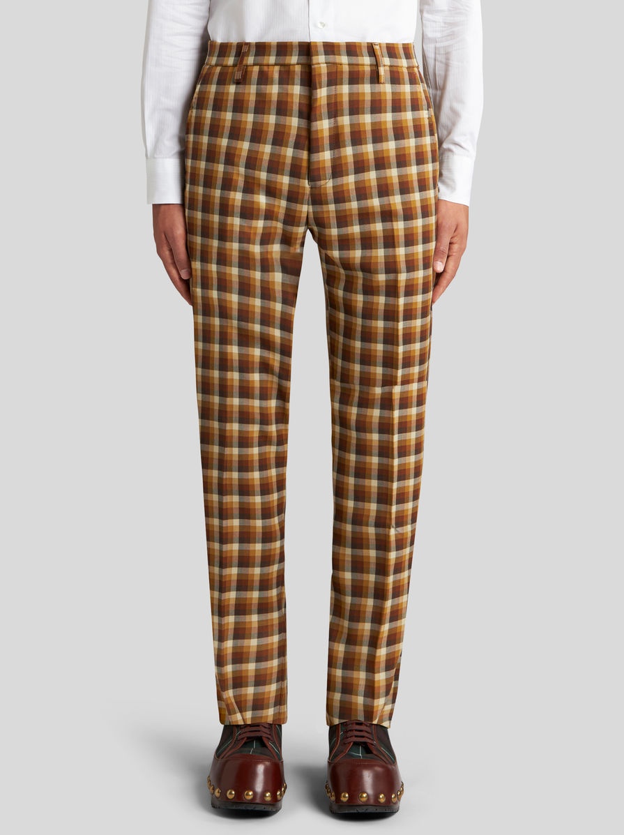 VIRGIN WOOL CHECK TROUSERS - 2