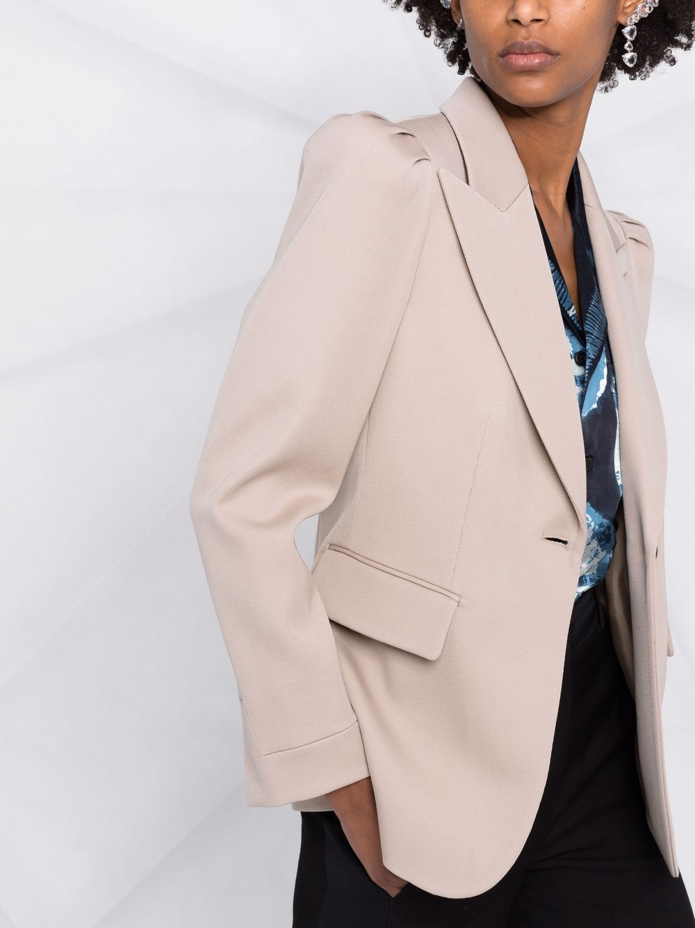 padded-shoulders fitted blazer - 5