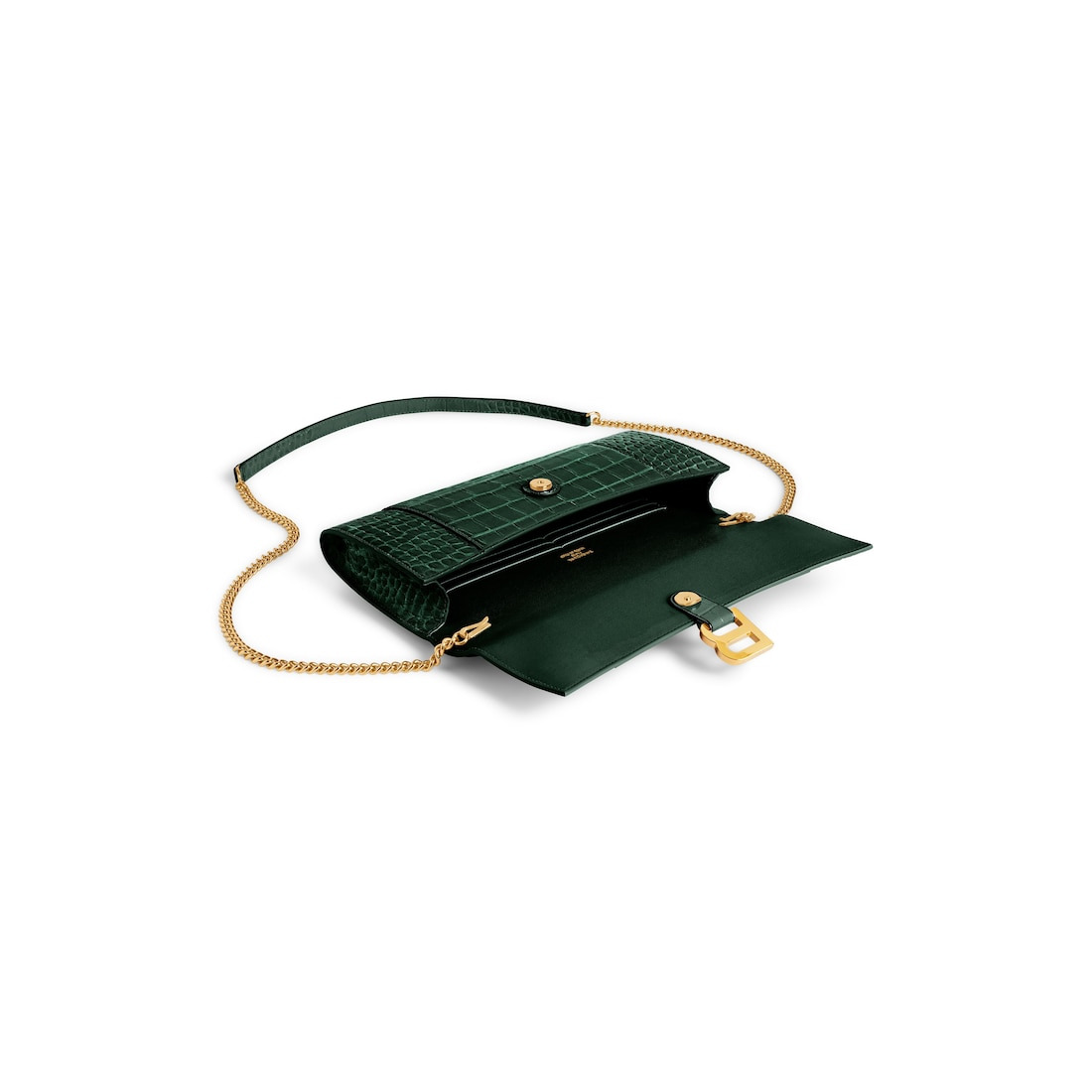 Women's Hourglass Pochette With Chain in Forest Green - 5