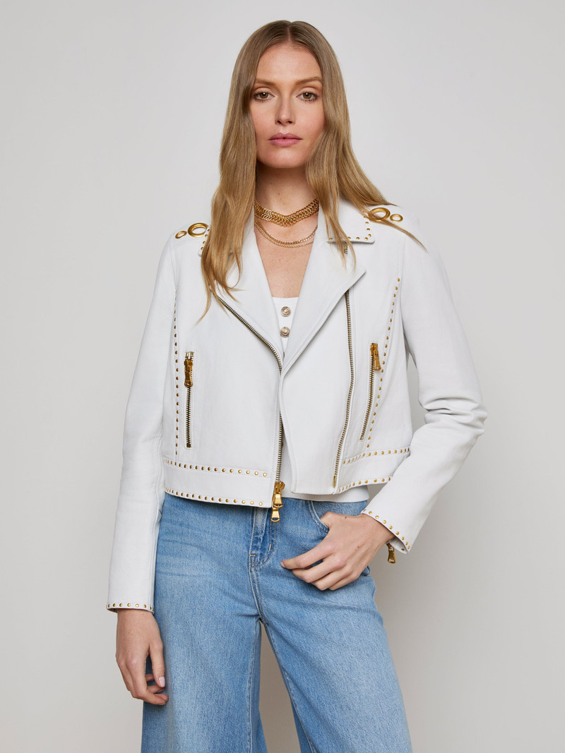 L'AGENCE Aelin Studded Leather Jacket outlook