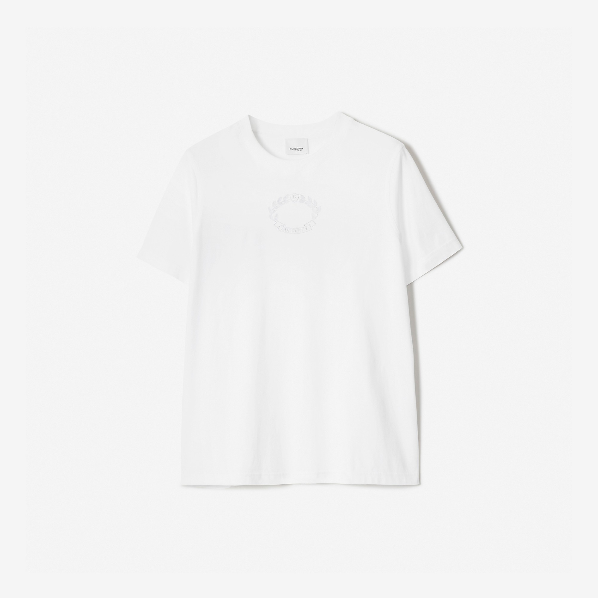 Embroidered Oak Leaf Crest Cotton T-shirt - 1
