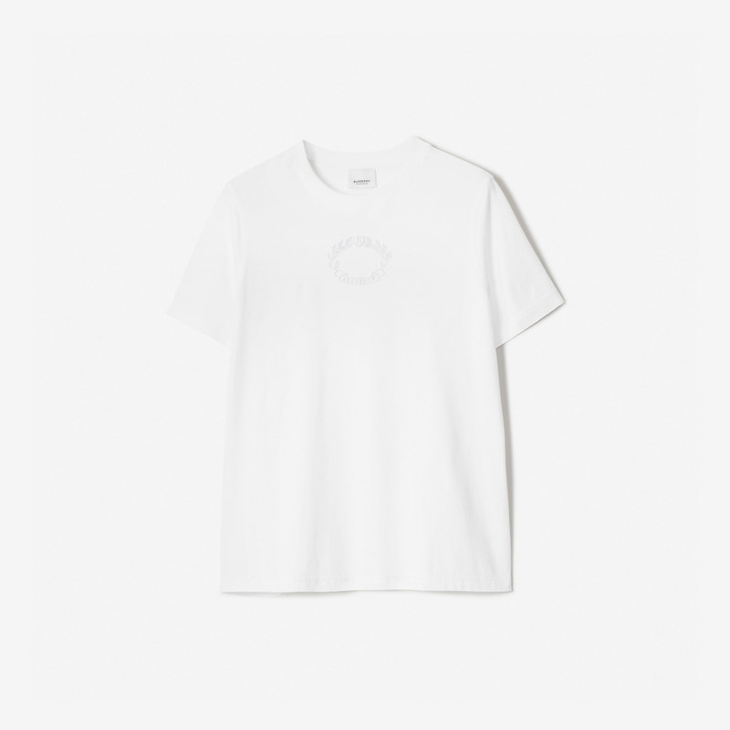 Embroidered Oak Leaf Crest Cotton T-shirt - 1