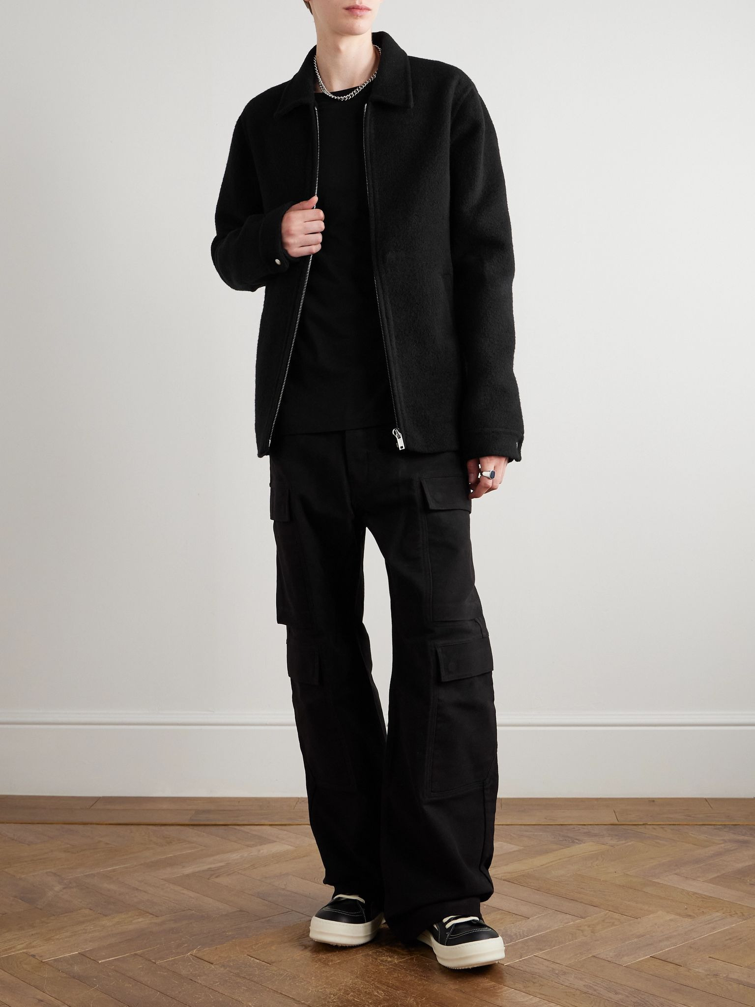 Brad Webbing-Trimmed Double-Faced Cashmere Bomber Jacket Black - 2