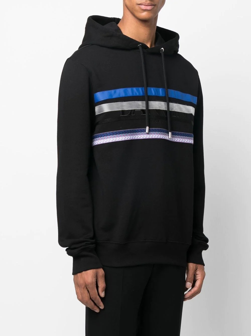 logo-embroidered striped hoodie - 3