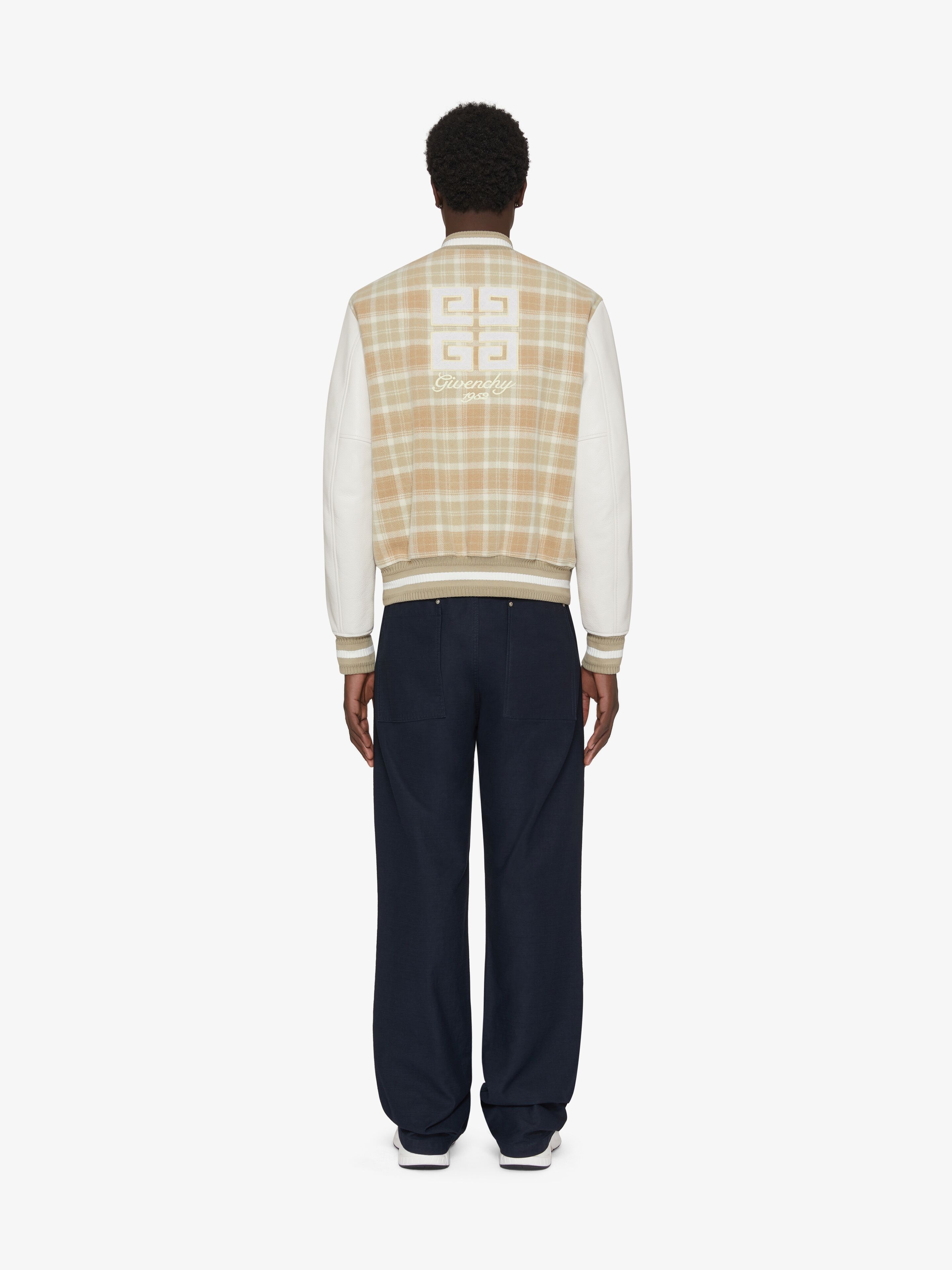 GIVENCHY CHECKED VARSITY JACKET IN WOOL AND LEATHER - 4