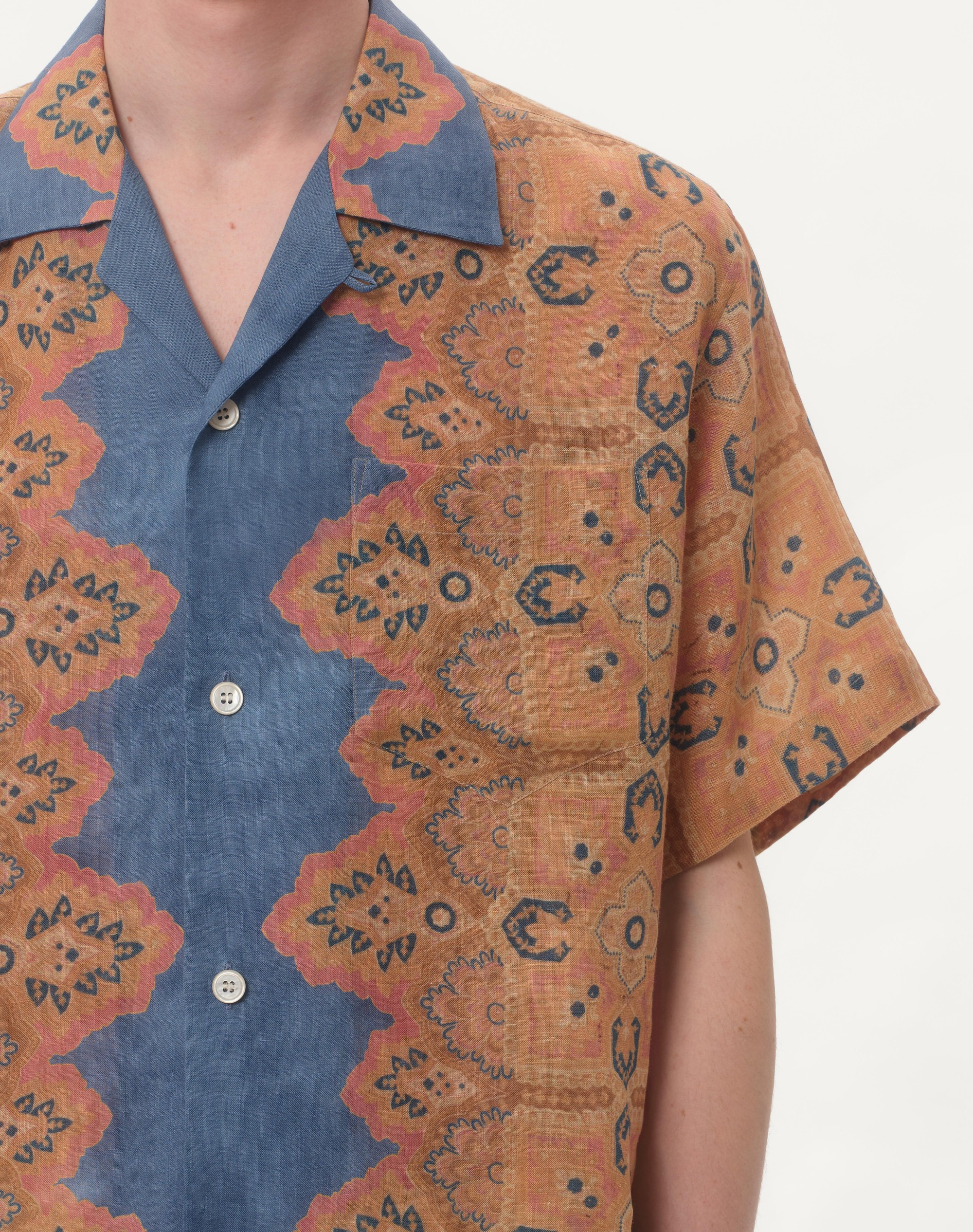 LINEN BOWLING SHIRT WITH VOYAGE IMAGINAIRE PRINT - 3