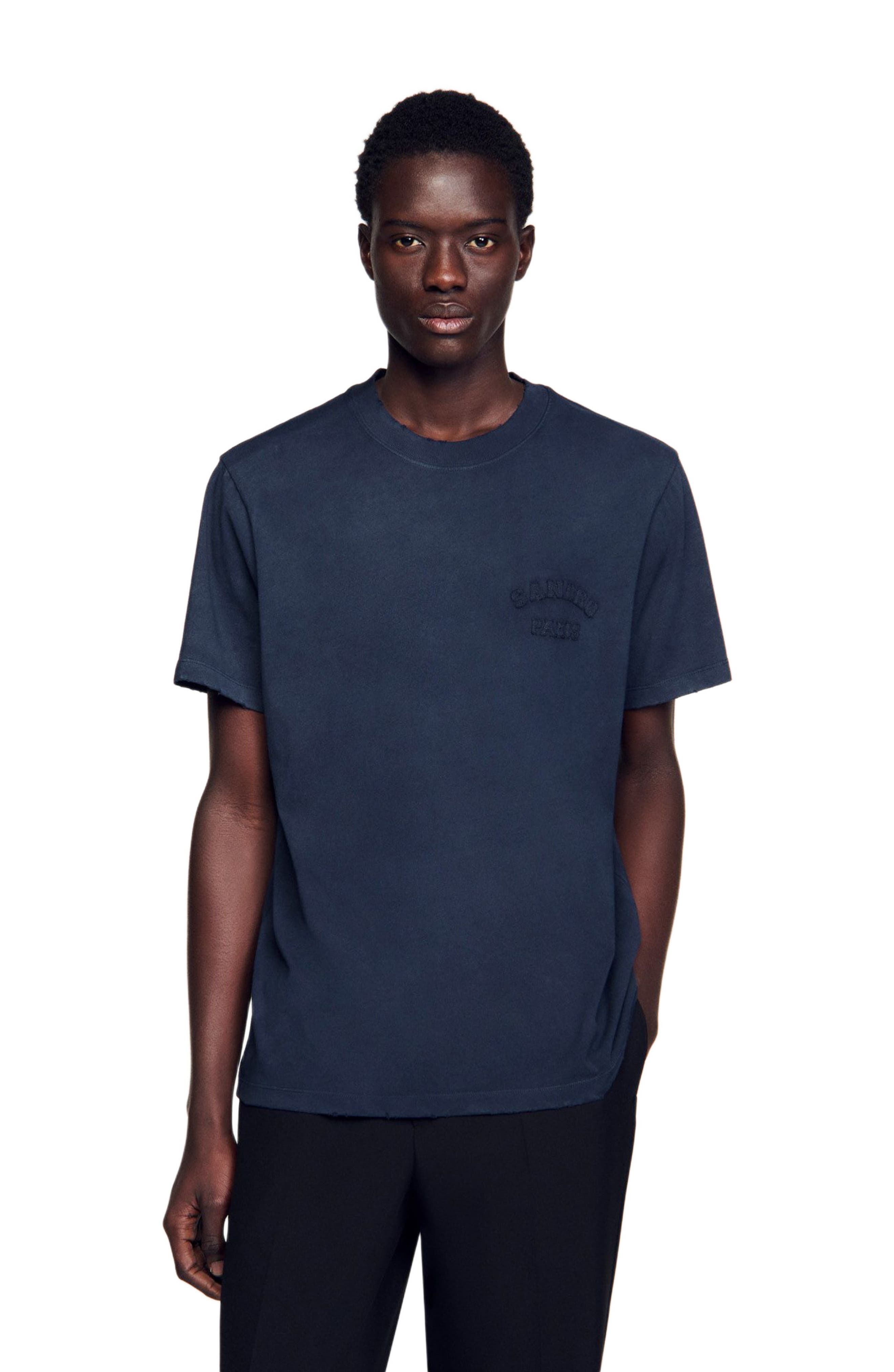SANDRO Worn-effect T-shirt in Navy Blue at Nordstrom - 3