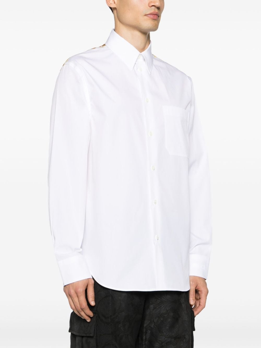 Barocco-panel cotton shirt - 4