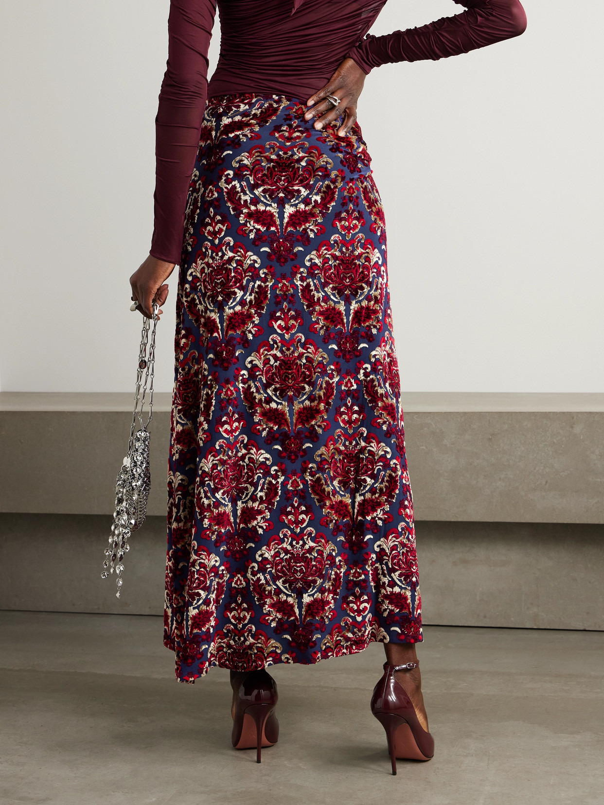 Devoré-velvet Maxi Skirt - 3