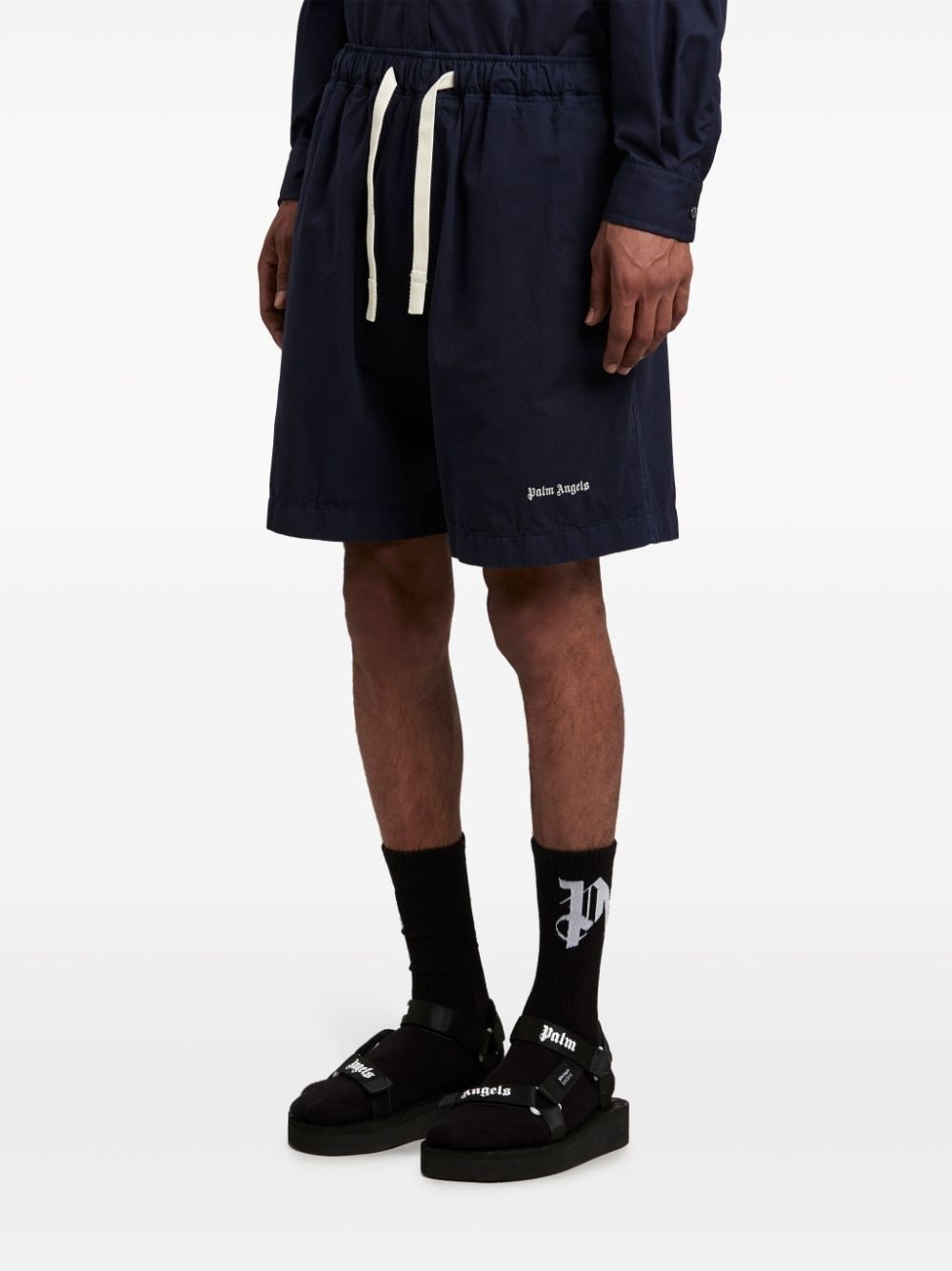 logo-print cotton shorts - 4