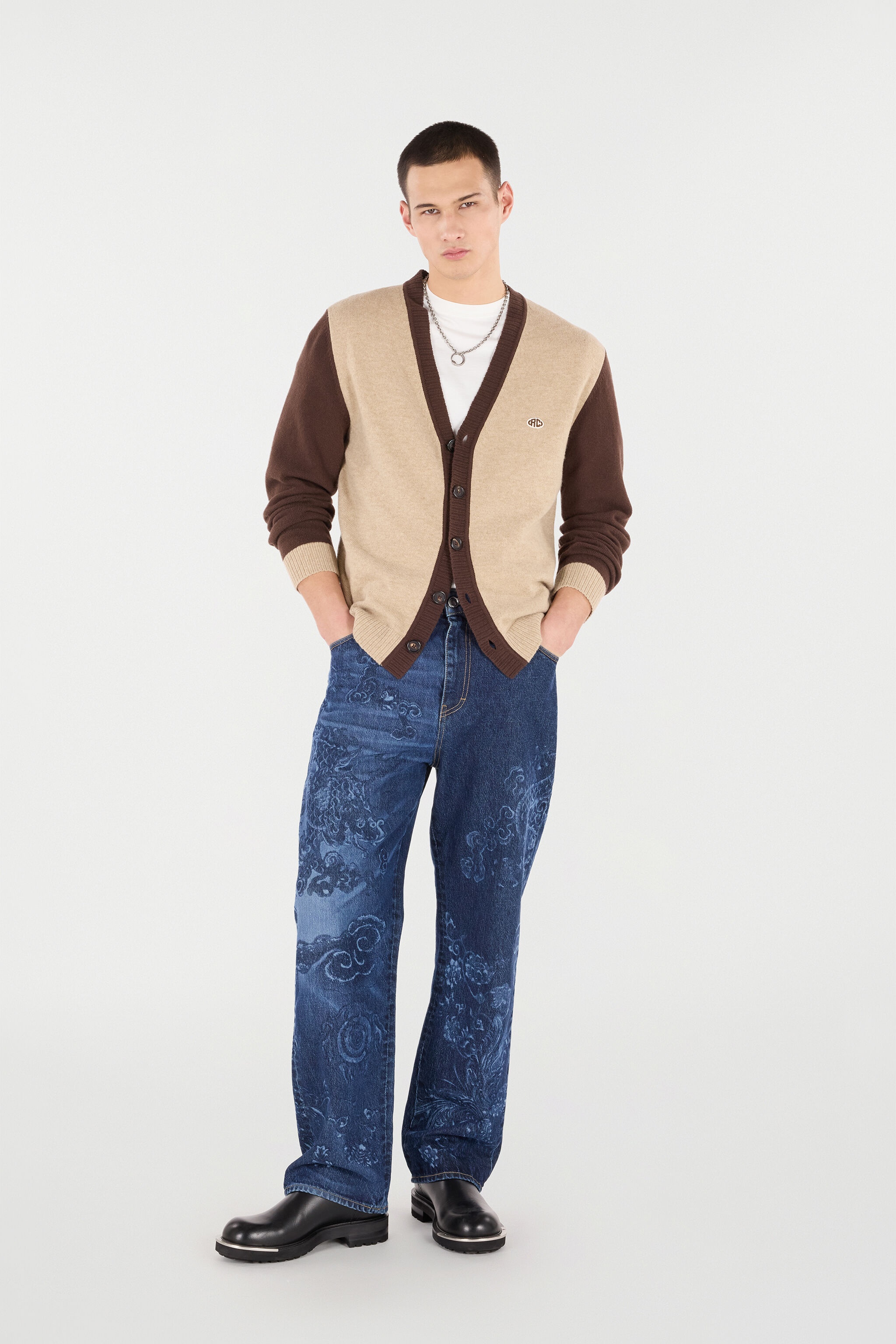 Jeans with Dragon and Floral Motif - 2